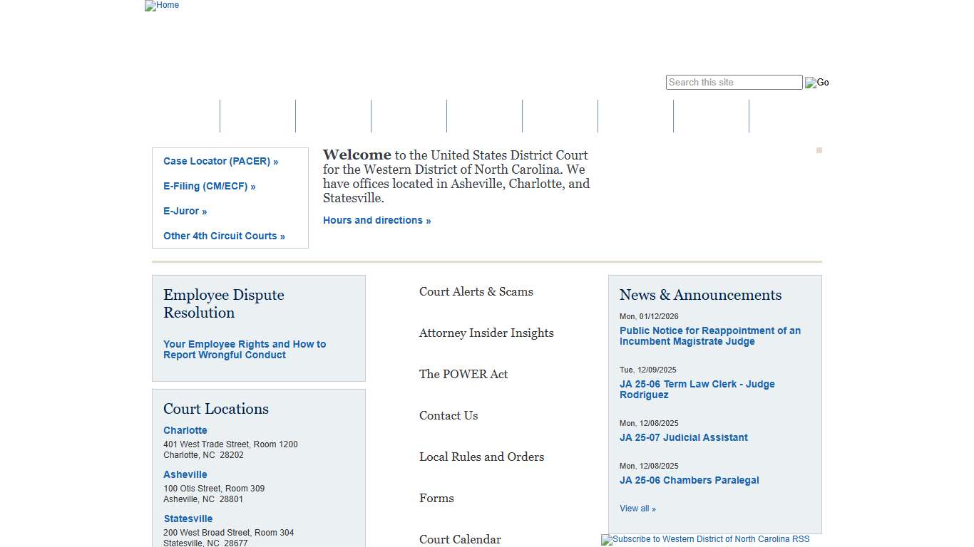 Western District of North Carolina United States District Court